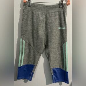 Adidas Kids Gray Joggers with Blue and Mint Accents